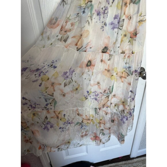 NWOT Lara G.women’s Silk Blend Medium Maxi Long Floral Dress  Made In Italy - Picture 4 of 11